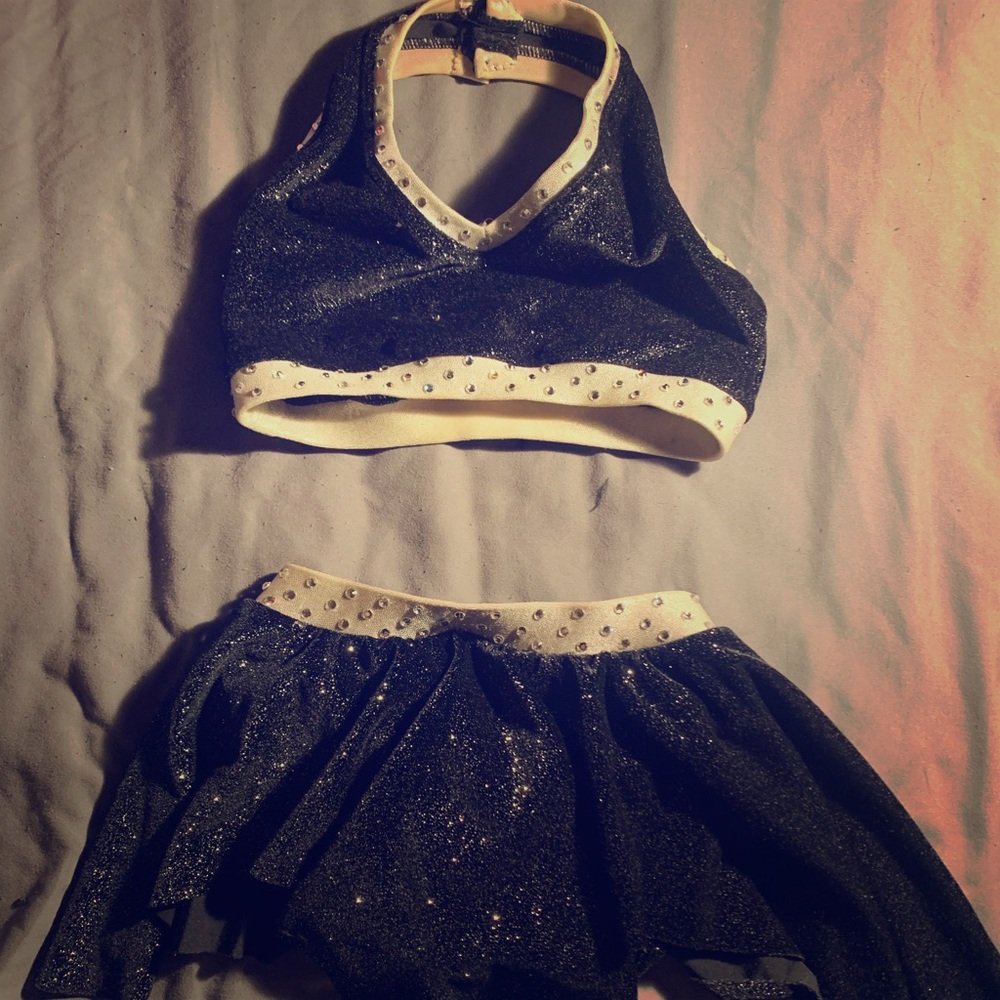 Black and white two piece Rhinestoned costume